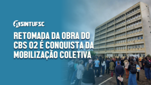 Imagem com o título da matéria e uma foto do prédio CBS 02 da UFSC, campus de Curitubanos