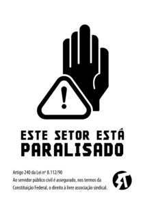 cartaz "Este setor está paralisado" com fundo branco